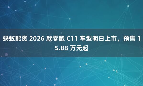蚂蚊配资 2026 款零跑 C11 车型明日上市，预售 15.88 万元起